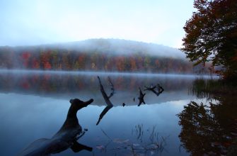 An autumn mountain lake in West Virginia
