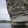 Climbing the cliffs above clear Summersville Lake